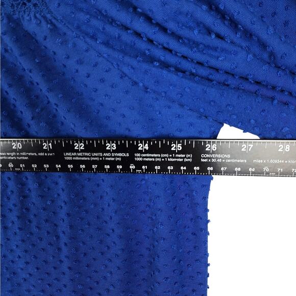 Womens Top 2X Boho Cottagecore Floral Lace Swiss Dot Feminine Peasant Blue - Picture 4 of 7